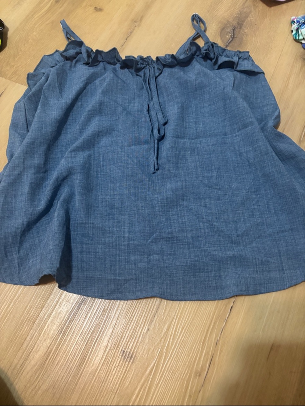 SHEIN Blue Ruffle Tie-Front Flowy Tank Top